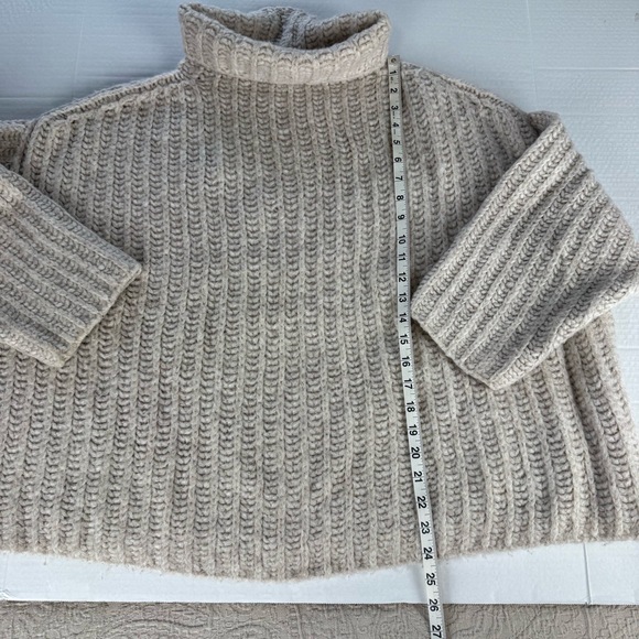 Free People Womens Sweater Size Medium Beige Cropped Turtleneck Cozy Boho - Picture 10 of 11
